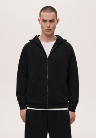 Худі трикотажне на блискавці чоловіче чорне